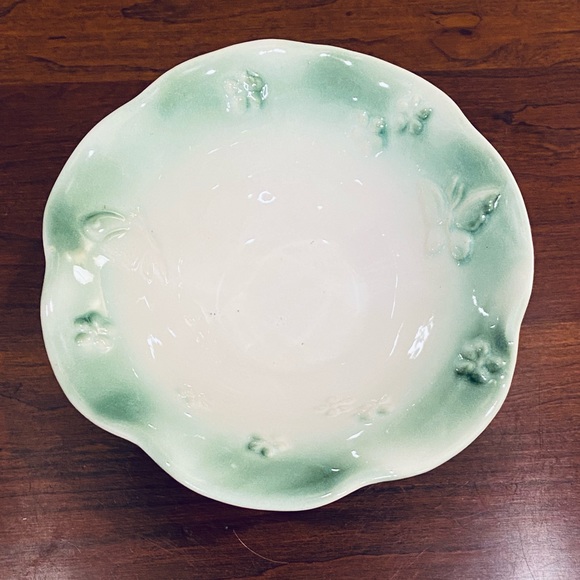 🇺🇸🌟HP🌟VTG 1950-60s Glazed Ceramic Butterfly Pedestal Bowl Made in USA - Picture 5 of 10